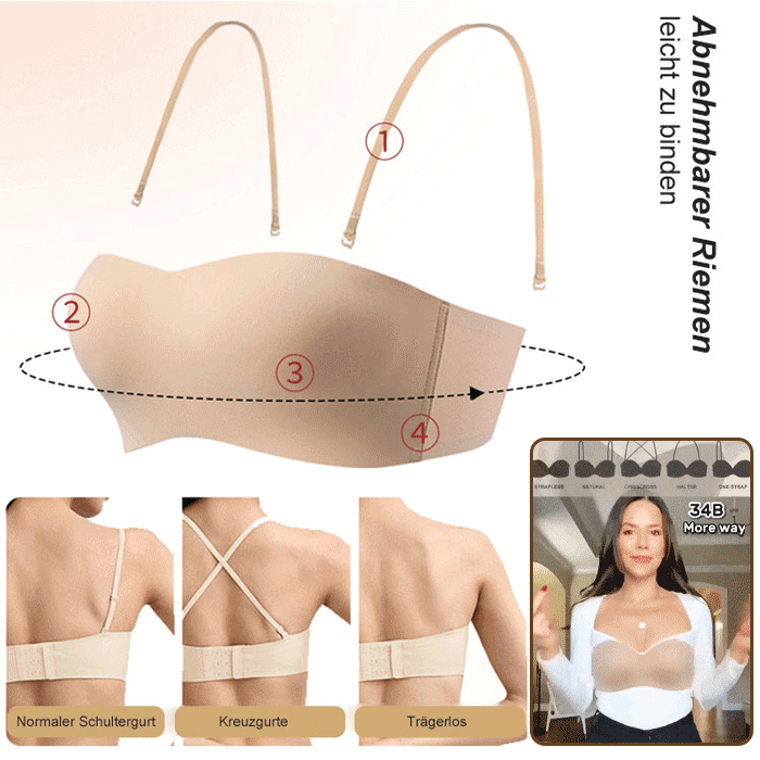 【🔥 Kup 2, a 1 otrzymasz gratis】👙【3/6  sztuki】 Letni, niewidoczny, antypoślizgowy biustonosz bez ramiączek o cienkim przekroju seksowna bielizna push-up-4073020