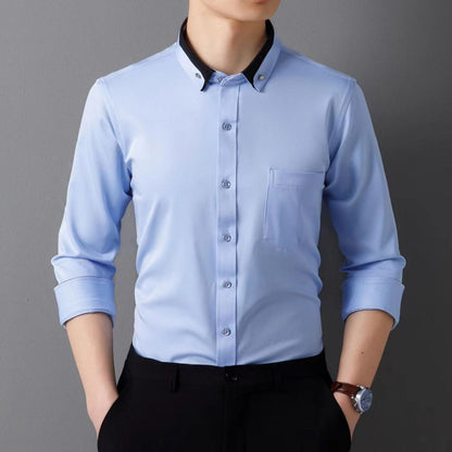 【S-4XL】Nueva camisa de negocios transpirable de moda casual para hombres