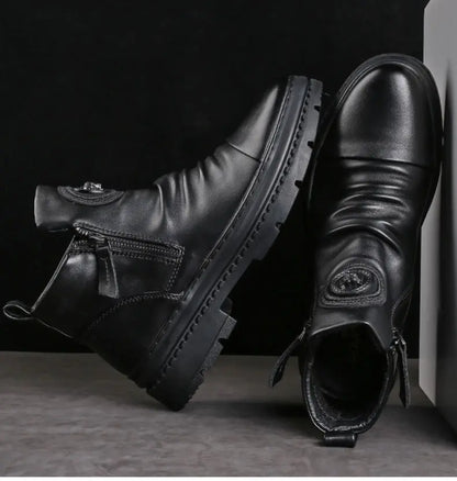 Męskie skórzane buty za kostkę