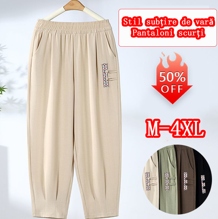 【M-4XL】 Nowe letnie cienkie bawełniane spodnie lniane z dziewięcioma punktami 3986376