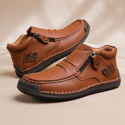 ✨🥾 【Wysokiej jakości buty męskie】Męskie robocze buty rowerowe, skóra premium, ręcznie robione, z podparciem stopy 4202482