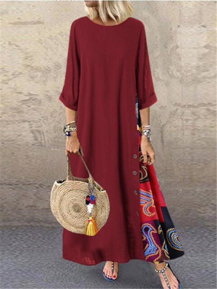 🌾【Oferta specjalna】💕[M-5XL] Nowa letnia sukienka lniana w stylu retro - miękka i wygodna w dotyku-3974424