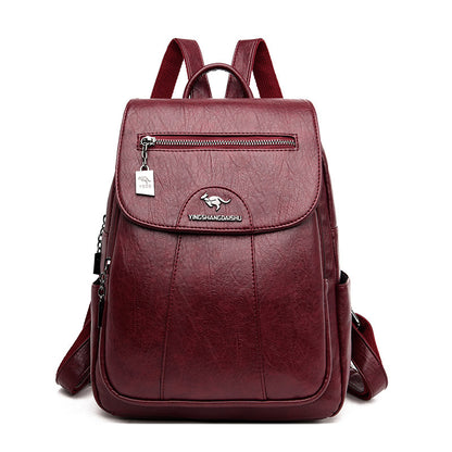 Damski plecak podróżny retro z miękkiej skóry-3582978