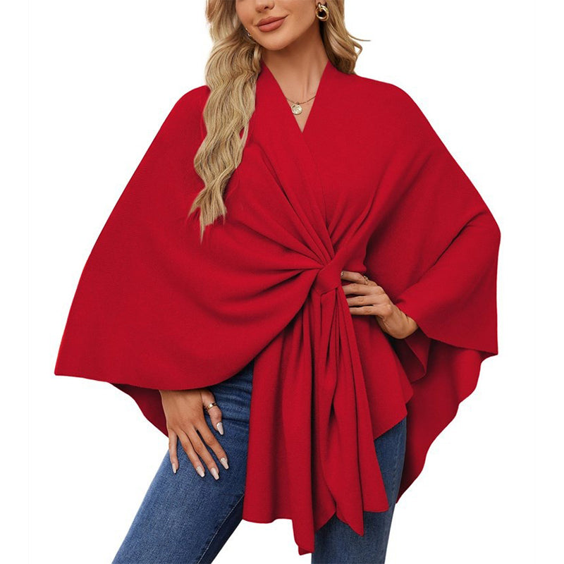💃🧣🐑🔥【Univerzální velikost pro všechny】Elegantní jednodílný jednobarevný měkký šálový kabát/plášť pro dámy 4185878