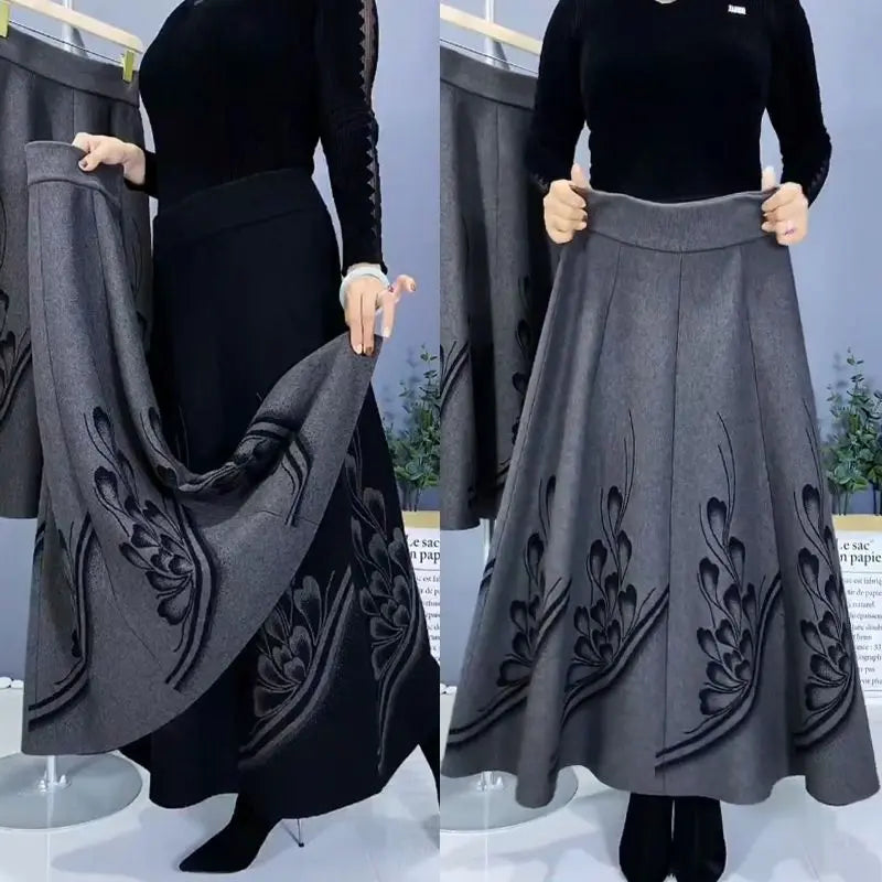 👠【S-3XL】Silná vlněná sukně na podzim a zimu, módní a všestranná