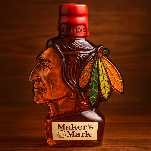 🔥🔥Szklana butelka w kształcie głowy Blackhawks, ciekawa butelka na whisky-4074349