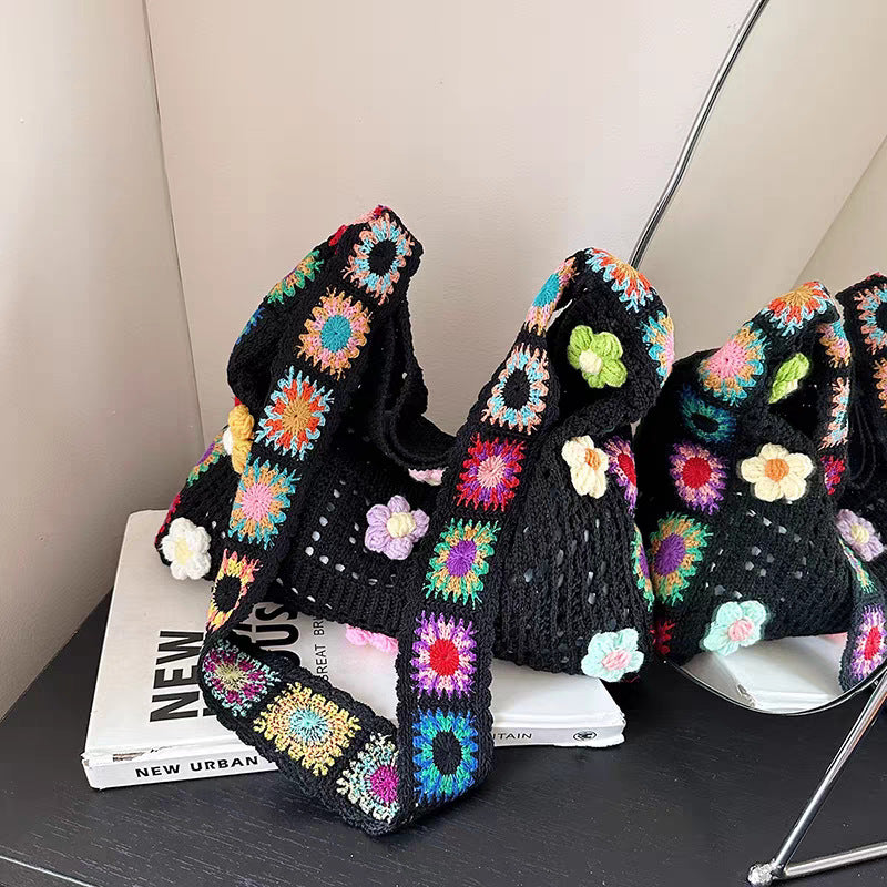 📢📢 Féláron! ⏰ Női boho horgolt táska – kézzel készített, egyedi design ✨