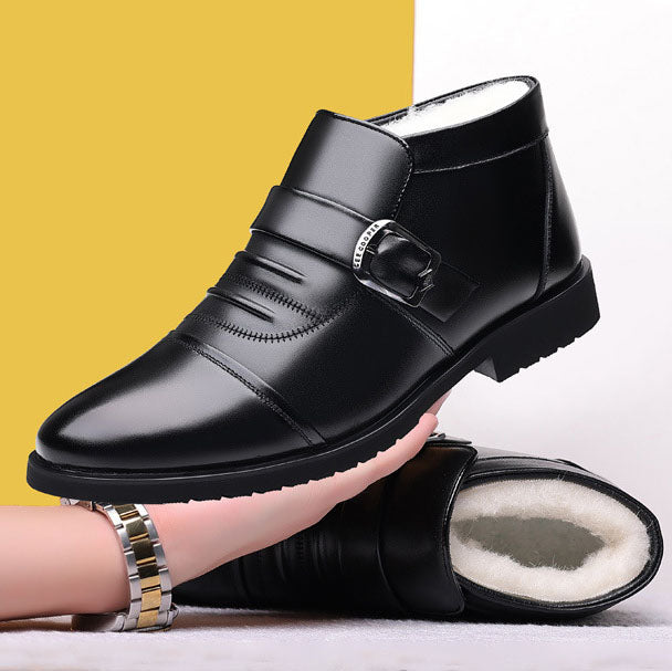 【39-44】 Χειμερινά παχύρρευστα, χνουδωτά ζεστά, χοντρά δερμάτινα παπούτσια για άνδρες-4137888