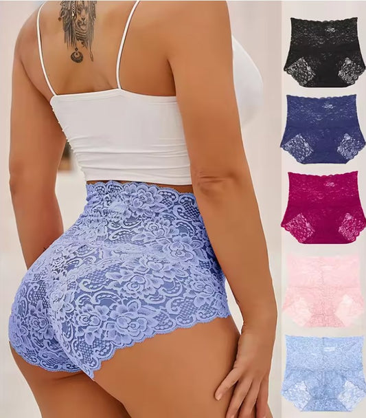 💥【Cumpără 1 Primește 1 gratuit】【Zestaw 6 sztuk】2025 lato nowa moda miękka i wygodna oddychająca koronkowa bielizna damska z wysokim stanem-4062655