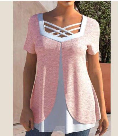 💥❤️【S-5XL】Letní tričko s potiskem pro větší velikosti 4237915
