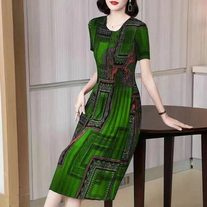 🔥【S-6XL】Šaty ve vintage stylu s tištěným designem a volným, ležérním kulatým výstřihem.