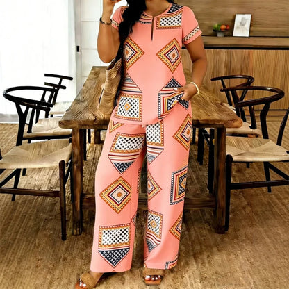 🥼 Compleu de Vară Premium: Bluză cu Decolteu în V și Pantaloni Lejeri – Material Fluid, Efect de Alungire, 6 Culori, S-2XL! ✨☀️