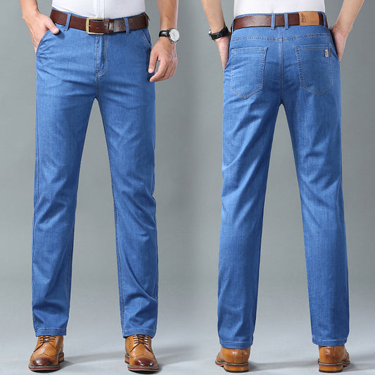 💥【60-110KG】👖  Egyszerű, laza és sokoldalú plus size férfi farmernadrágok