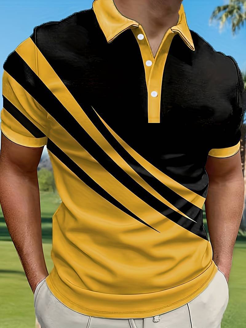 🔥【Gorąca wyprzedaż w sklepie】👔【S-6XL】Nowy męski letni T-shirt POLO w paski z nadrukiem 3D-3957247