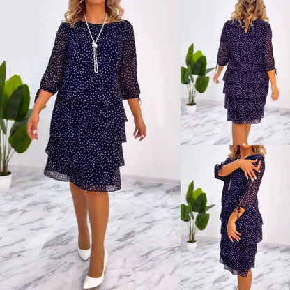 🥰【S-5XL】 Nowa elegancka luźna sukienka w kropki-3863962