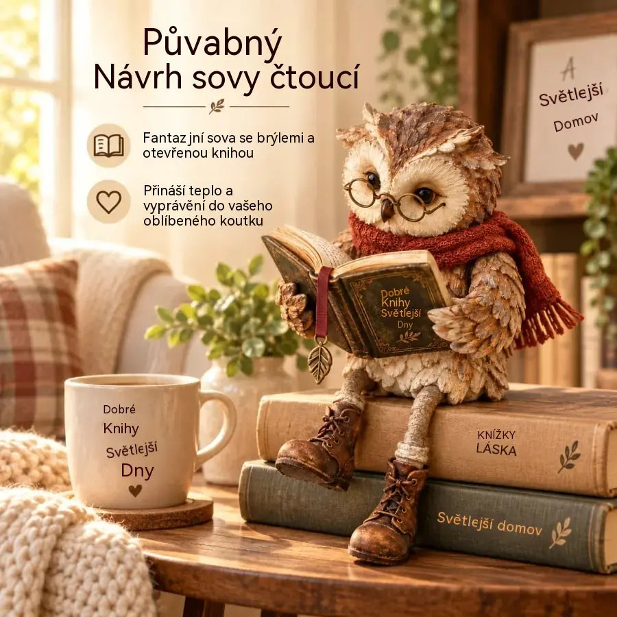 💥⏳ Sleva 50 % po omezenou dobu! 🦉 Rozkošná figurka sovy, která čte