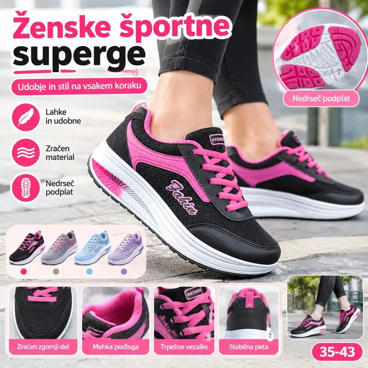 👟🏃‍♀️【35-43】Nove ženske modne, sproščene in športne superge za jesen in zimo – nedrseče in udobne.