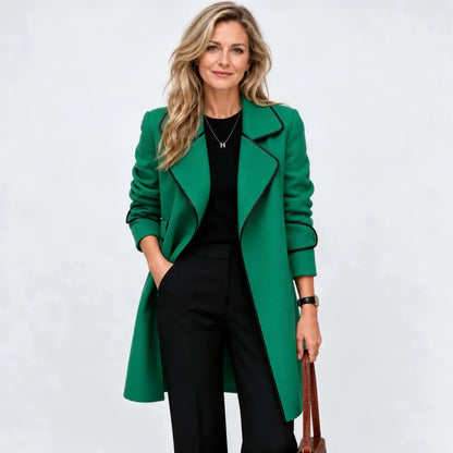 😊👩【50% kedvezmény】【M–4XL】Új, koreai stílusú őszi/téli kabát – Kétoldalas, kasmírhatású, közepes hosszúságú
