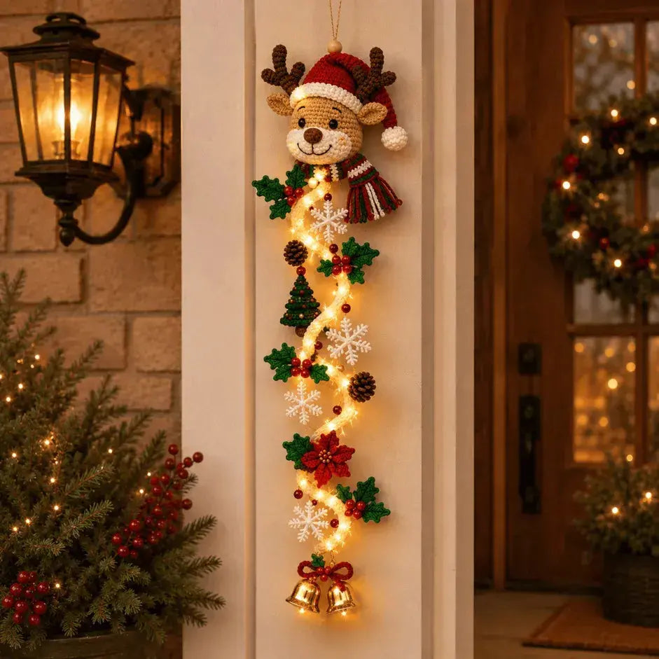 ❄️🎄 Božični okraski za vrata MerryCascade z osvetlitvijo | 6 prazničnih dizajnov, topla svetloba, 3D detajli in navpični dizajn, ki prihrani prostor ✨
