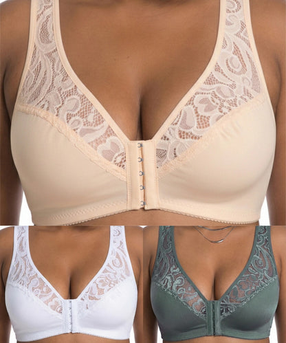 💕💕 Poslední den – 50% sleva【3dílná sada】【L–4XL】😍 plus size push-up prodyšná podprsenka bez kostic, bezšvový design s předním zapínáním，Platba na dobírku