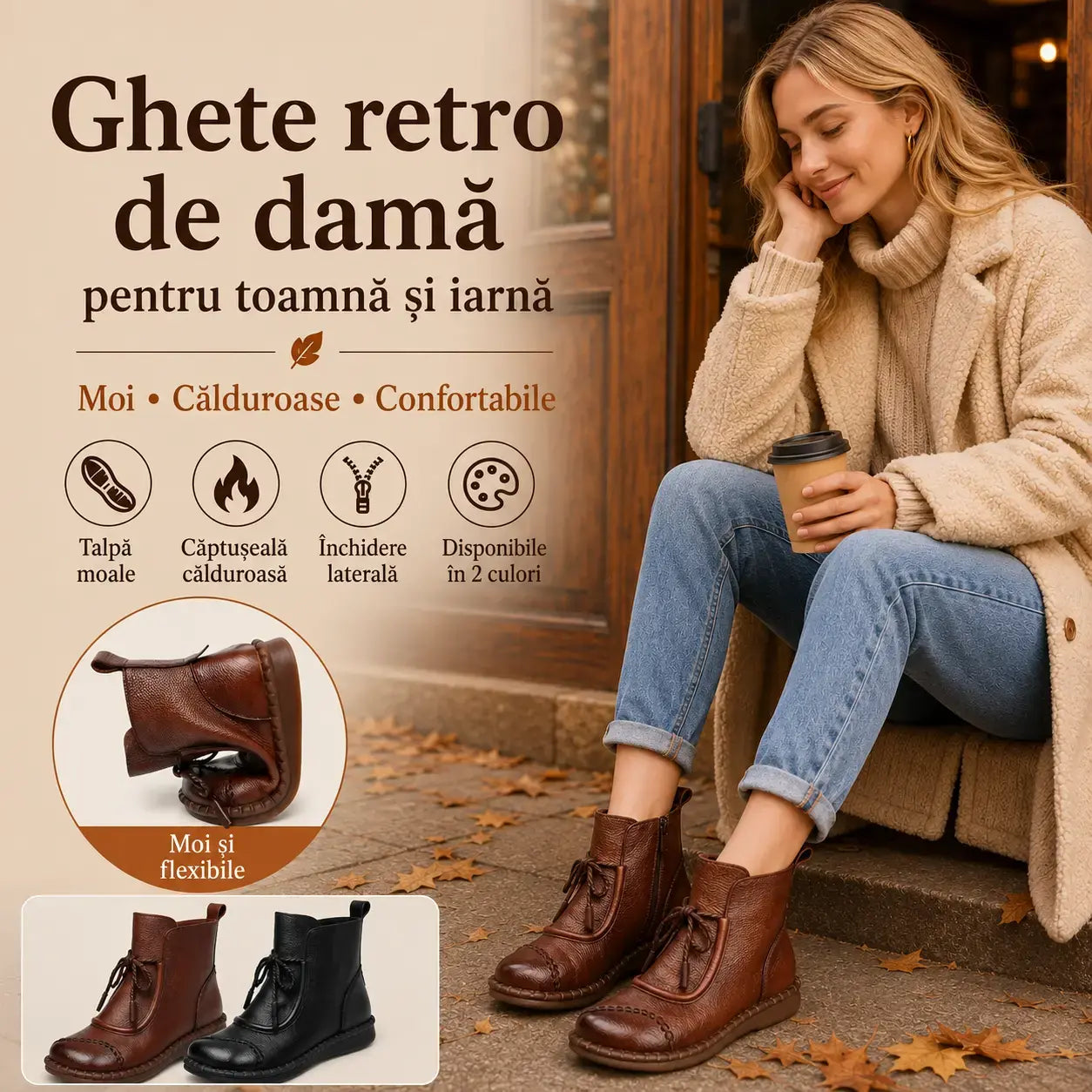 ✨【Velikost 35-40】🌷👢 Předprodej na začátek podzimu 🎉 Dámské retro boty z měkké kůže