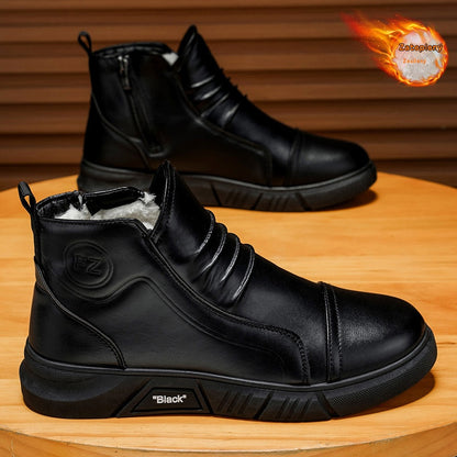 🔥🔥 [Rozmiary 39-44] Męskie buty śnieżne o średniej cholewce, skóra naturalna, podszewka z wełny 4182354