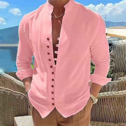 🔥🔥【Kup 1, a 2 dostaniesz gratis】🔥【S-3XL】Męska koszula z kołnierzykiem stójkowym i guzikami-4017532