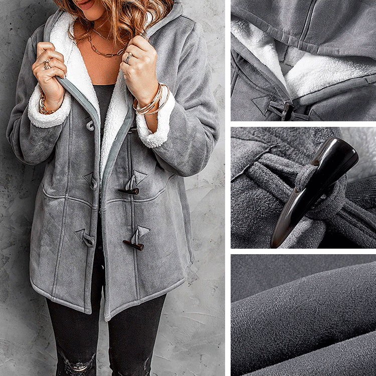 🥼🔥💖[Ograniczony czasowo rabat 43%] [S-5XL] 2024 moda i ciepło w jednym! Damska kurtka z kapturem, zamszowo-wełniana-3814045