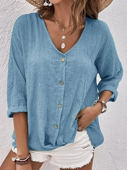 👚 【S–3XL】Női alkalmi V-nyakú ing – kényelmes, elegáns és könnyen kombinálható