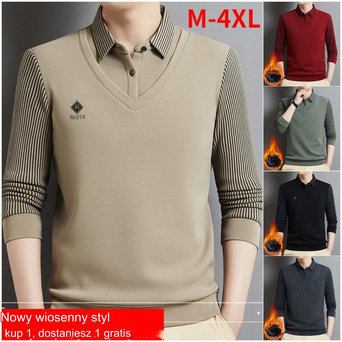 【M-4XL】Męski dwuczęściowy, ciepły top z kaszmiru premium