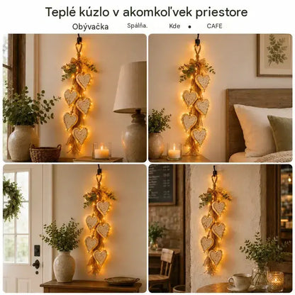 ❤️🔔 Závěsné LED svítidlo ve tvaru srdce, retro dekorace na zeď do interiéru domu ✨🏡