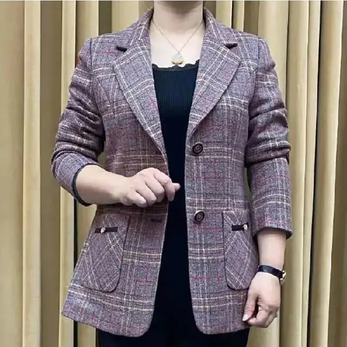 🔥 Poslední den – sleva 50 % ✨【M–4XL】Nový dámský podzimní a zimní kabát s elegantním límcem, vypasovaný střih pro elegantní vzhled ✨