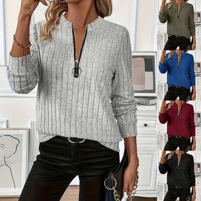 😍💥【S-2XL】Nová stylová a jednoduchá pletená mikina s dlouhým rukávem na zip 4183557