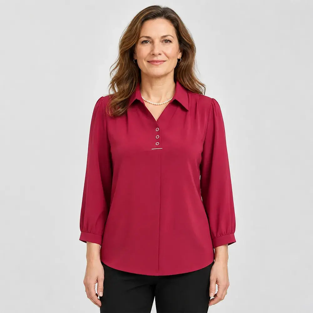 👚 Elegantna majica s polo ovratnikom – klasičen ovratnik, ohlapen kroj, na voljo tudi v velikostih plus size (XL–6XL); mehak in zračen material, idealen za pomlad in jesen.