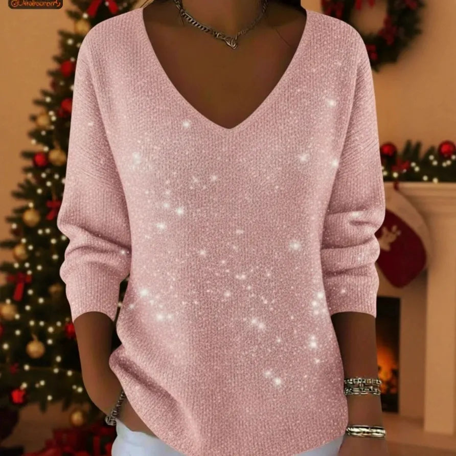 💥【50% de descuento】👚👚 Nuevo suéter de cuello en V de manga larga para mujer 4198886
