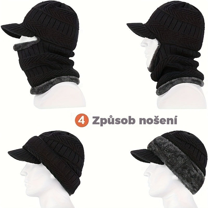 🎉Hotový prodej🎉: Jednodílná vlněná čepice, větruodolná a teplá, ideální pro outdoorové aktivity! 4162859