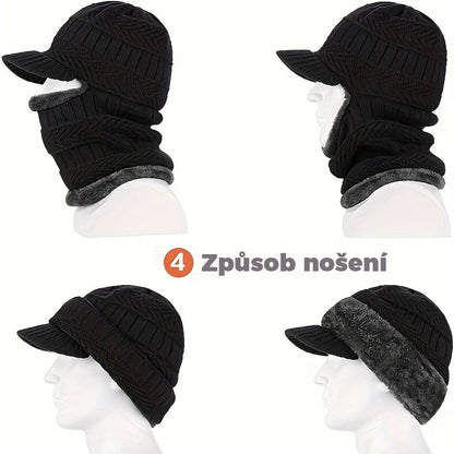 🎉Hotový prodej🎉: Jednodílná vlněná čepice, větruodolná a teplá, ideální pro outdoorové aktivity! 4162859