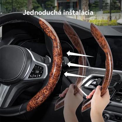 🚗Platba na dobírku【Sada 3 ks】👍 Univerzální protiskluzový potah na volant s dekorem třešňového dřeva