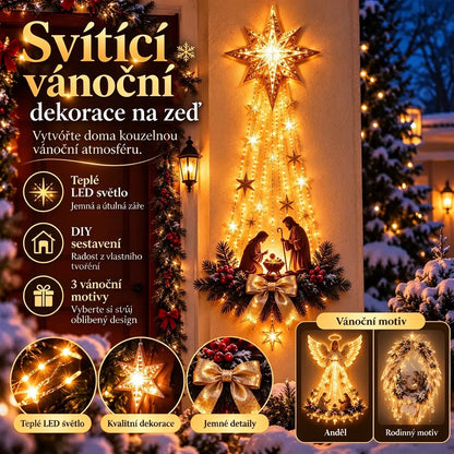 🎄✨Světelná nástěnná dekorace s vánoční scénou💡