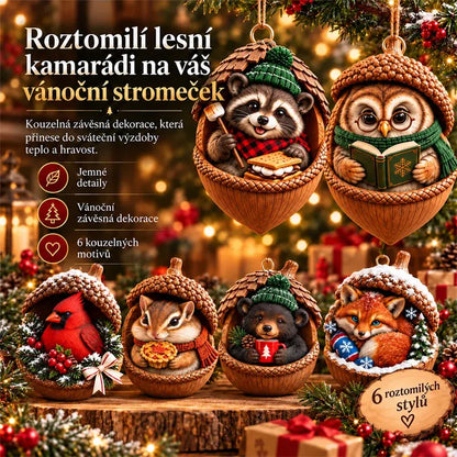 🎉 🎁【Kupte 6 kusů a získejte 6 kusů zdarma】12 kusů za 560 Kč🤩Nový 2D akrylový vánoční design se zvířaty ve tvaru šišky