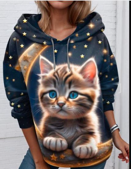 【S-6XL】Kočičí tričko s dlouhým rukávem – volný střih, pohodlné a hřejivé 🐱 Perfektní na podzim a zimu, samostatně nebo pod svetr! ✨
