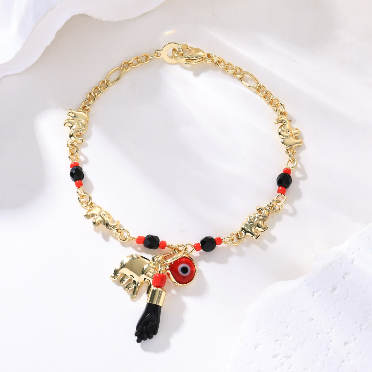 📿 ČASOVĚ OMEZENÁ NABÍDKA: SLEVA 50 %! 🌀 Boho náramek s přívěsky a šťastným slonem: symbolické přívěsky, nastavitelný střih, pozlacený a 7 stylů ✨