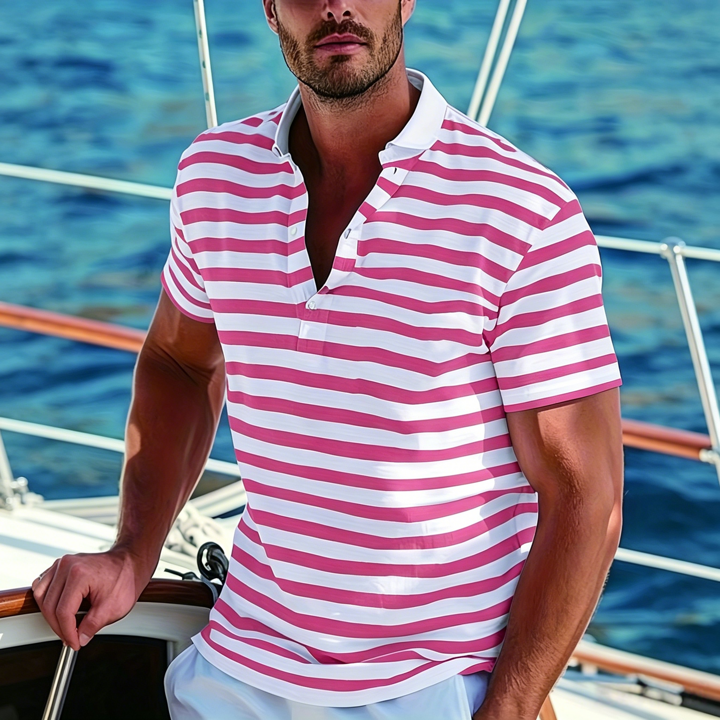 👕🔥 50% sleva! [S-7XL] Pánské pruhované polo tričko – prodyšné, pohodlné, ideální na sport i volný čas 🏃‍♂️✨