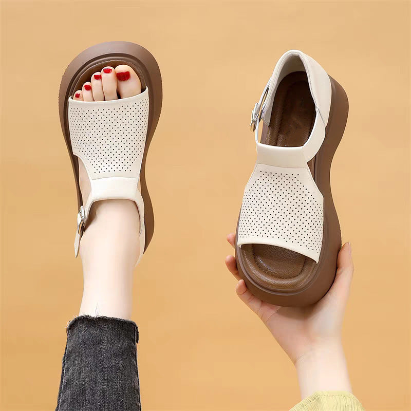 📣【35-40】Modne i uniwersalne damskie sandały typu „rzymka” z cholewką w kształcie ryby i pustą podeszwą-3995054