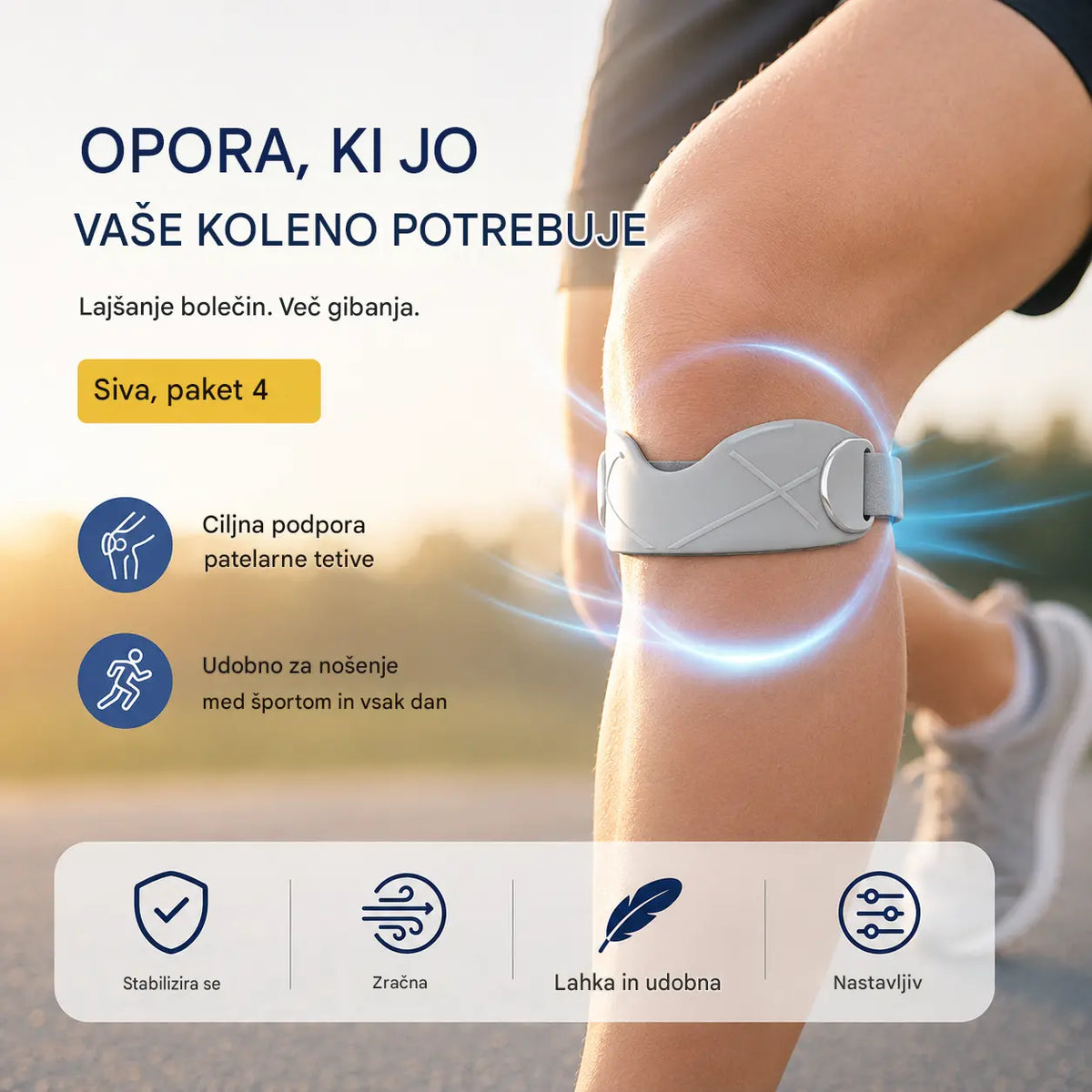 🏃‍♀️【Paket parov】  Športna opornica za koleno 👉 Vaša kolena potrebujejo počitek. Ta opornica za koleno zagotavlja vašim kolenom dovolj časa za počitek.