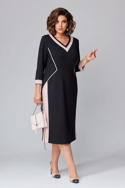 🙌👍【S-5XL】Jesień/zima elegancka sukienka z dekoltem w kształcie litery V | Węższy dekolt, wydłużony krój, komfortowa i ciepła-3863959