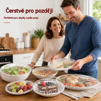 ✅✅【200 kusů】✅Průhledná jednorázová fólie, ideální na nádoby a potraviny. Dokonale přilne, dobře utěsňuje a snadno se používá.