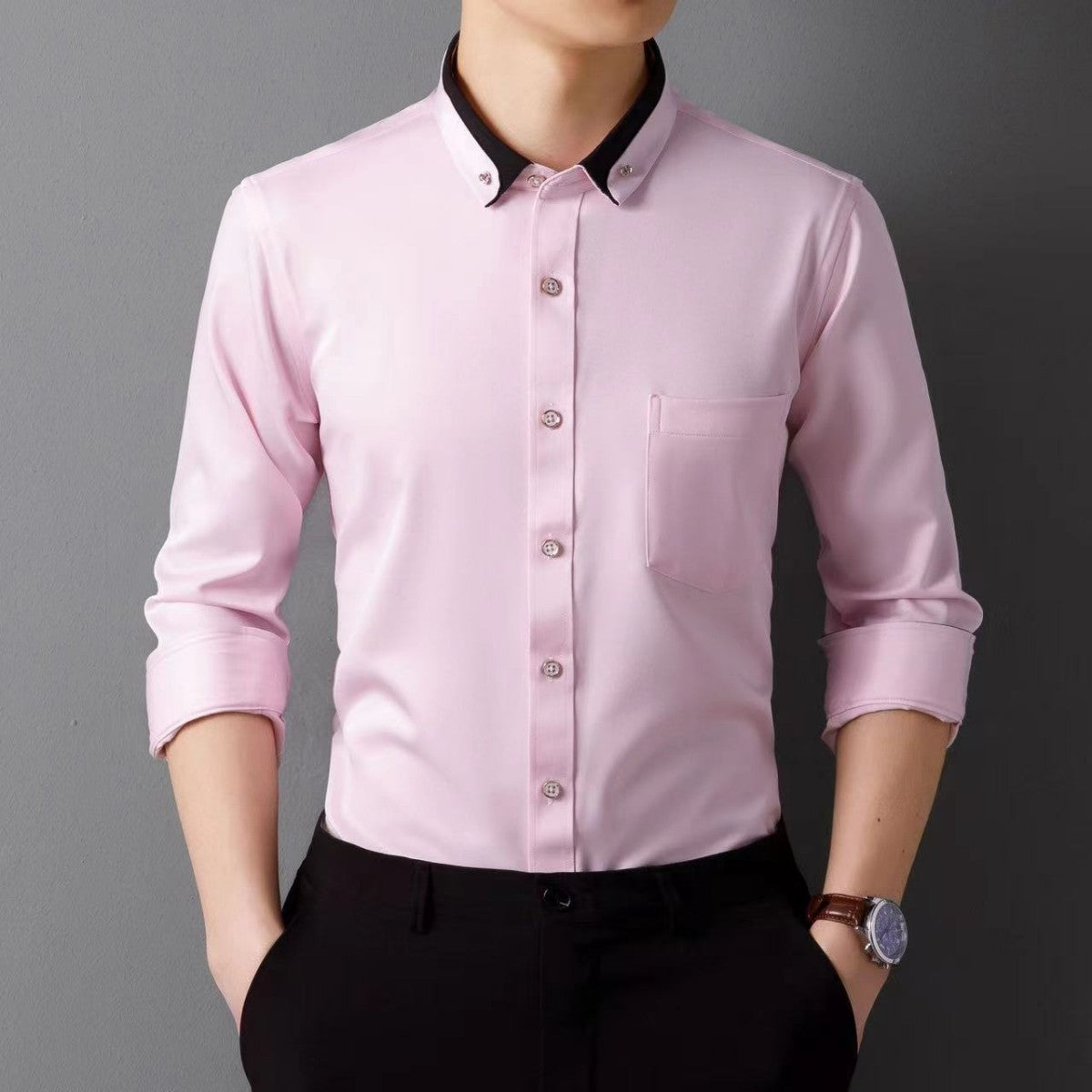 【S-4XL】Nueva camisa de negocios transpirable de moda casual para hombres