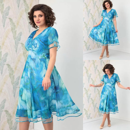 👗【S-5XL】 2024 Nowa elegancka sukienka z szyfonu-3592243