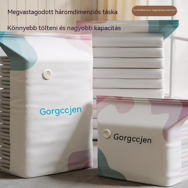 🧳 💨 Nagy, összenyomható vákuumos tárolózsák: Nincs szükség légpumpára, szivárgásmentes, ideális helytakarékosságra a bőröndben és otthon ✈️